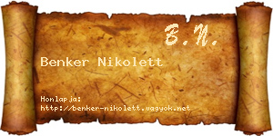 Benker Nikolett névjegykártya
